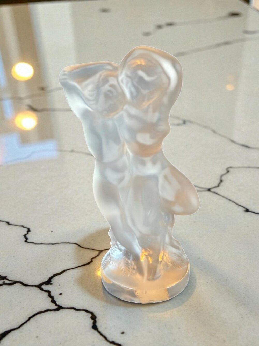 Lalique Satin Crystal France Le Faune  Dancing Nude Lovers Figurine Pan & Diana